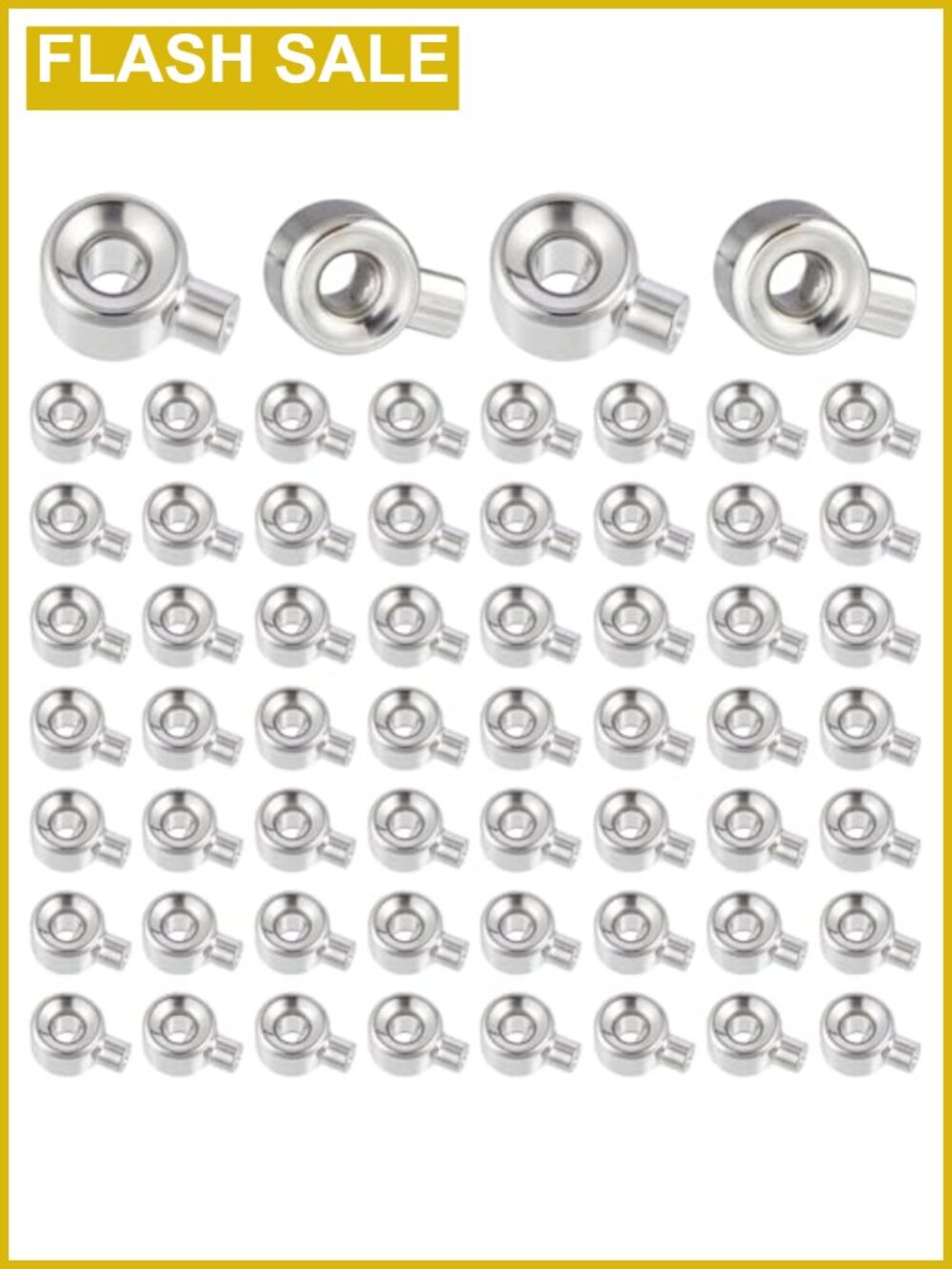 60PCS 925 Sterling Silver Plated Stopper Crimp Beads, DIY Bracelet Necklace